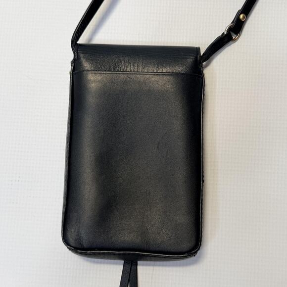 Tory Burch Miller Phone Crossbody Bag Womens Black Leather Logo Medallion Tassel - Picture 4 of 12